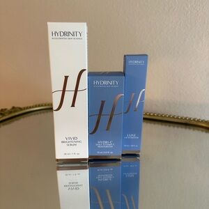 Hydrinity Vivid Brightening Serum, deluxe travel Hydri-C and Lip hydrator